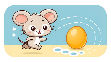 mouse chasing egg