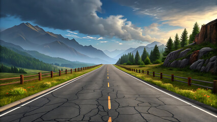 asphalt road stretching to horizon