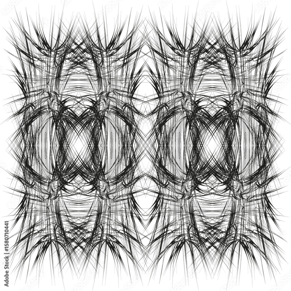 Poster spiky mesh pattern. symmetric line texture. dynamic abstract vector. black white artwork.