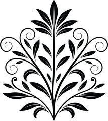 Elegant black floral ornamental design with swirling leaves and vines vector