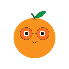 orange fruit with round yellow glasses and blushin