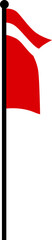 International Diver Down Flag. Red and White Scuba Diving Safety Signal on Pole Icon.