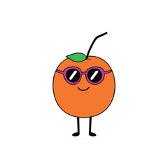 peach character with purple cat eye sunglasses