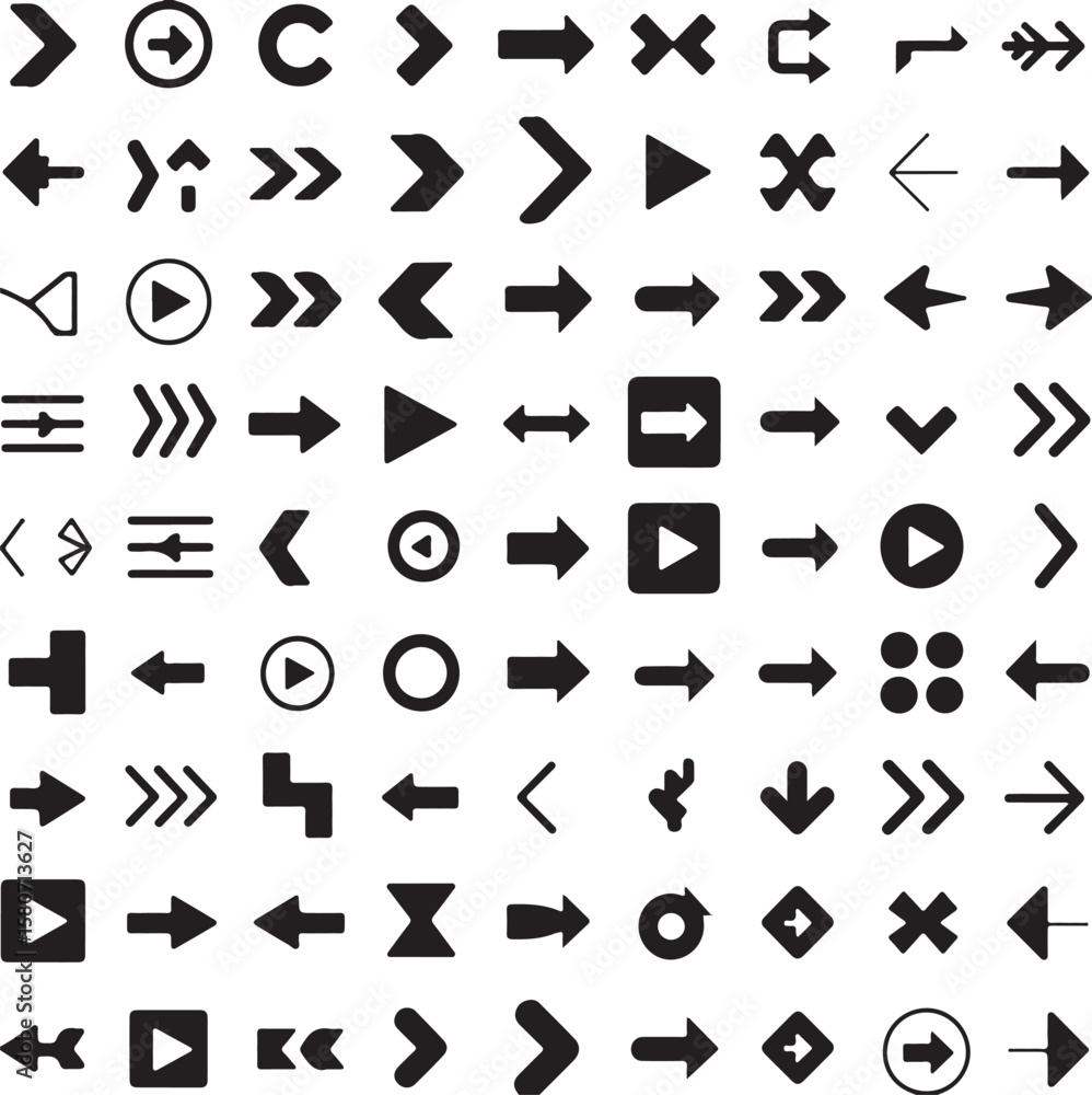 Poster black vector arrow icon set for web design elements