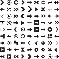 Black vector arrow icon set for web design elements