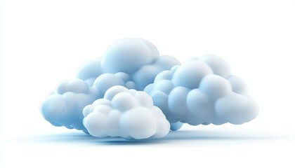 Stylized 3D Blue Clouds on White Background


