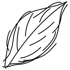 A simple and elegant vector illustration of a single leaf in hand-drawn line art style. Perfect for eco branding, natural product packaging, botanical design, and minimalist artwork.