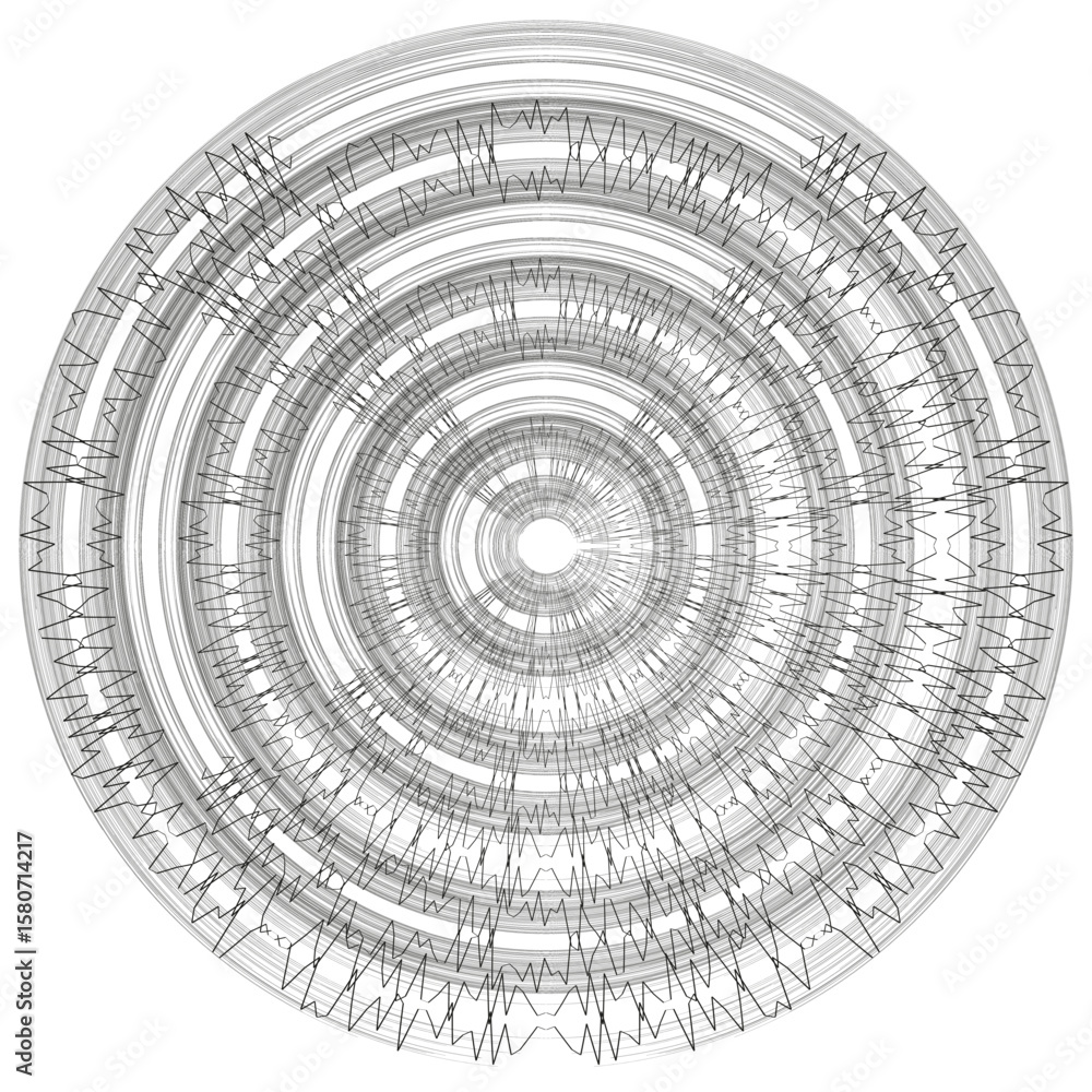 Poster abstract circle lines. concentric geometric pattern. chaotic vector design. soundwave graphic elemen
