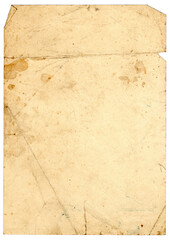 Beschädigtes Papierstück, alt mit Flecken, Rissen und Knicken für Overlay-Pack oder...
