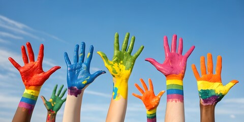 International human rights day, diverse hands raised up together. Capturing the diverse voices, actions, and aspirations that contribute ongoing of building a more just and equitable global society