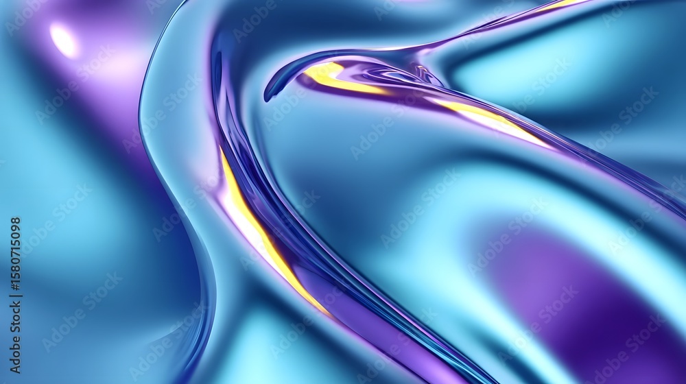 Poster fluid, dynamic curves and waves of iridescent color