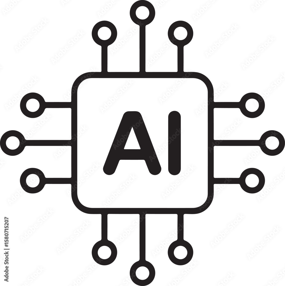 Poster artificial intelligence ai chip icon representing advanced technology and machine learning