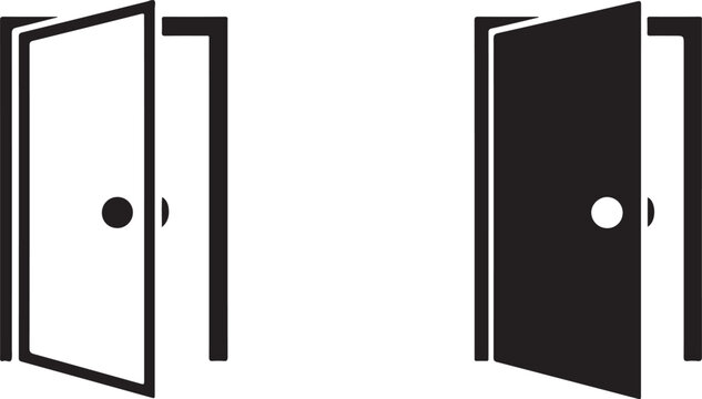 Open door icon in black and white showing two contrasting options