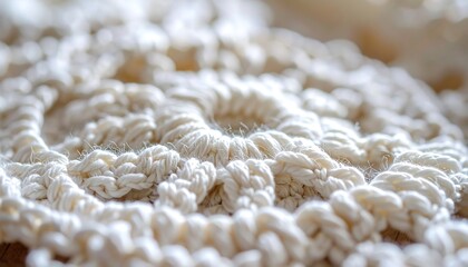 Intricate Close-Up of Handcrafted Crochet Artwork Showcasing Natural Beige Yarn Texture and Pattern