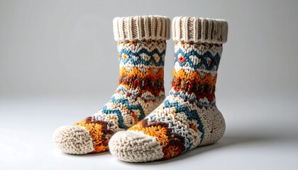 Cozy Handknit Colorful Socks with Unique Pattern for Cold Weather and Indoor Comfort