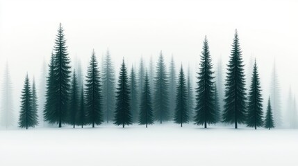 Fototapeta premium Misty Evergreen Forest in Winter