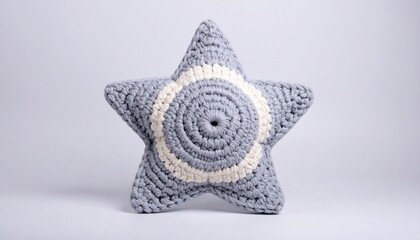 Soft Blue Star-Shaped Decorative Pillow with White Circular Pattern for Cozy Home Decor