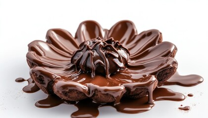Bakery Style Dark Chocolate Dessert on white background
