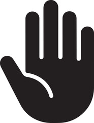 Obraz premium Black vector hand icon symbolizing various gestures like stop, warning, or communication, ideal for web and app design elements