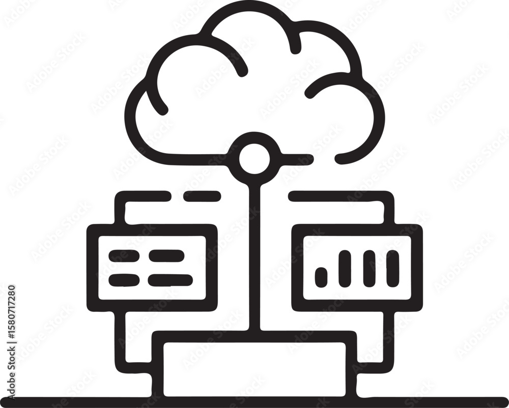 Poster cloud computing concept vector icon set for business and technology illustration