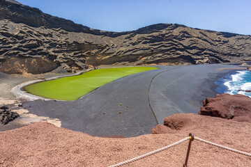 Charco Verde, green lake in Lanzarote, Canary Islands