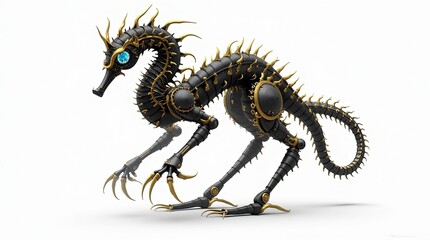 Obraz premium A dragon with wings showcasing detailed scales and mystical symbols.