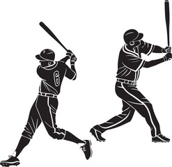 Dynamic Baseball Player Silhouettes