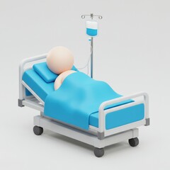 3d patient receiving medical infusion isolated on white background