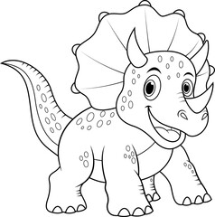 Cartoon happy triceratops line art