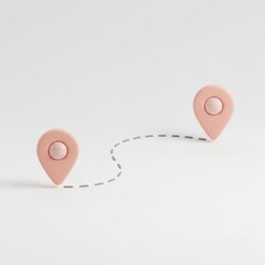 3d location pins showing a route isolated on white background
