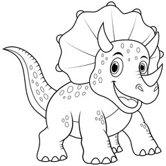 Cartoon happy triceratops line art