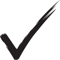 black checkmark icon on white background, a symbol of success and approval