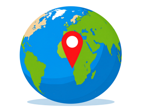 Globe with Location Pin – Geography Learning Icon  - Powered by Adobe