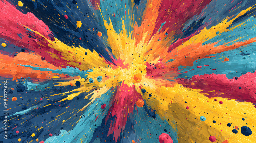 Poster abstract pop modern colorful background with the explosion of colors to the beat.