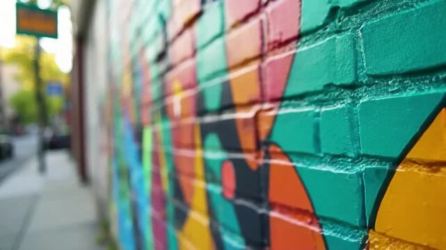 Colorful Brick Wall Mural Urban Art Photography