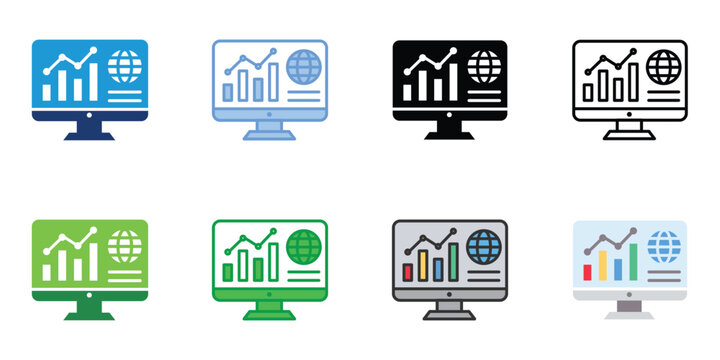 Website Traffic Icons Set Vector Multiple Style Collection