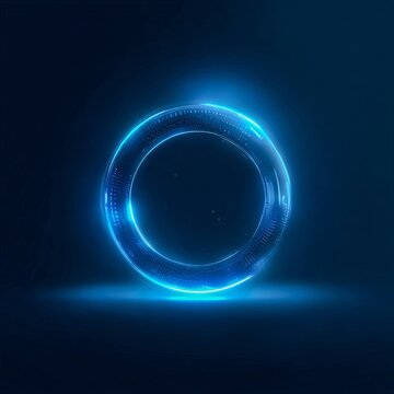 futuristic ring logo with glowing blue gradient scifi tech concept