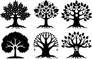 Sacred Tree Silhouettes Vector Set – Bodhi & Banyan