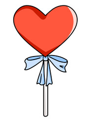 heart lollipop illustration isolated on transparent png.