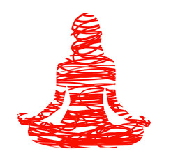 yoga pose with line with isolate background
