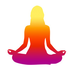 Meditation in sitting yoga position with isolate background