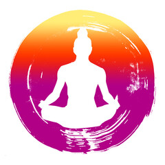 Meditation in sitting yoga position with isolate background