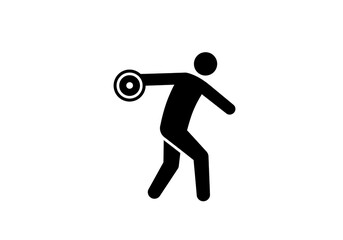 Obraz premium Silhouette of a person throwing a discus and holding a ball 
