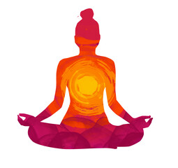 Meditation in sitting yoga position with isolate background