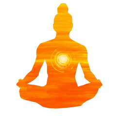 Meditation in sitting yoga position with isolate background