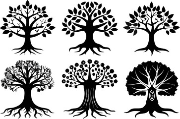Sacred Tree Silhouettes Vector Set – Bodhi & Banyan