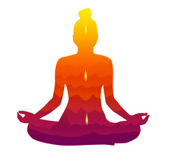 Meditation in sitting yoga position with isolate background