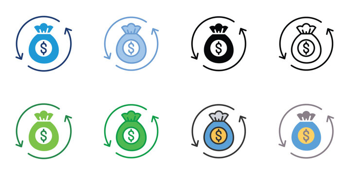 Return on Assets Icons Set Vector Multiple Style Collection