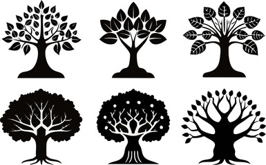 Sacred Tree Silhouettes Vector Set – Bodhi & Banyan