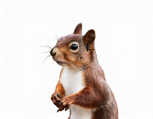 squirrel standing upright transparent or white isolate background